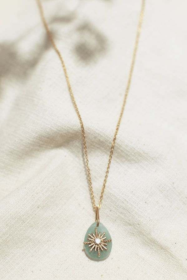 COLLIER COURT AGLAÉ, EN AMAZONITE