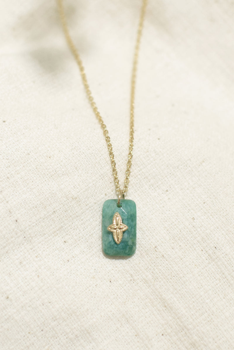 COLLIER SILOÉ, EN AMAZONITE RECTANGLE MINI